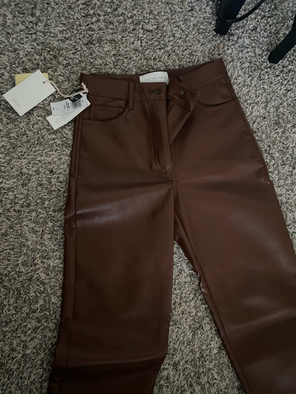 Wilfred Brown Faux-Leather Cropped Ankle Pants